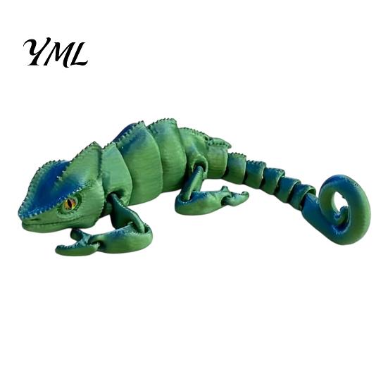 Chameleon Decorative Figurine 3D Printed Figurine, Realistic Articulated Lizard Toy, Animal Educational Teaching Aid Model with Moveable Joints