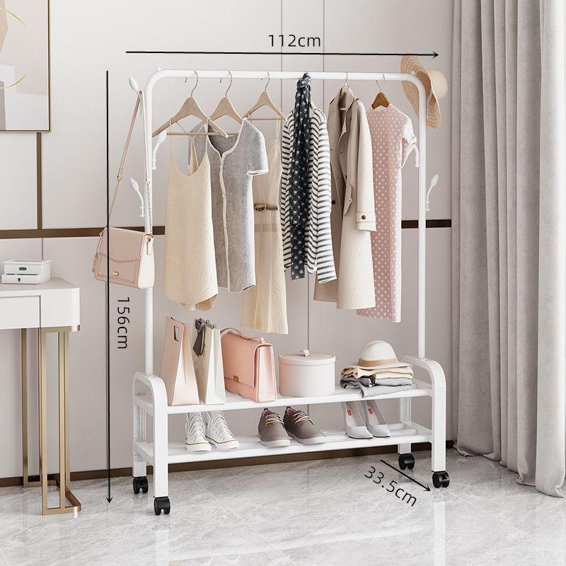 Sturdy Movable Floor-Standing Clothes Rack for Bedroom and Balcony Drying