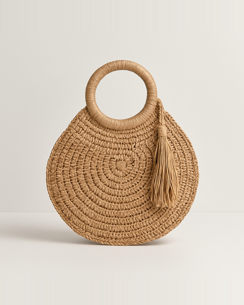 Summer Women Round Large Capacity Straw Totes Rattan Handmade Woven Beach Shoulder Bag