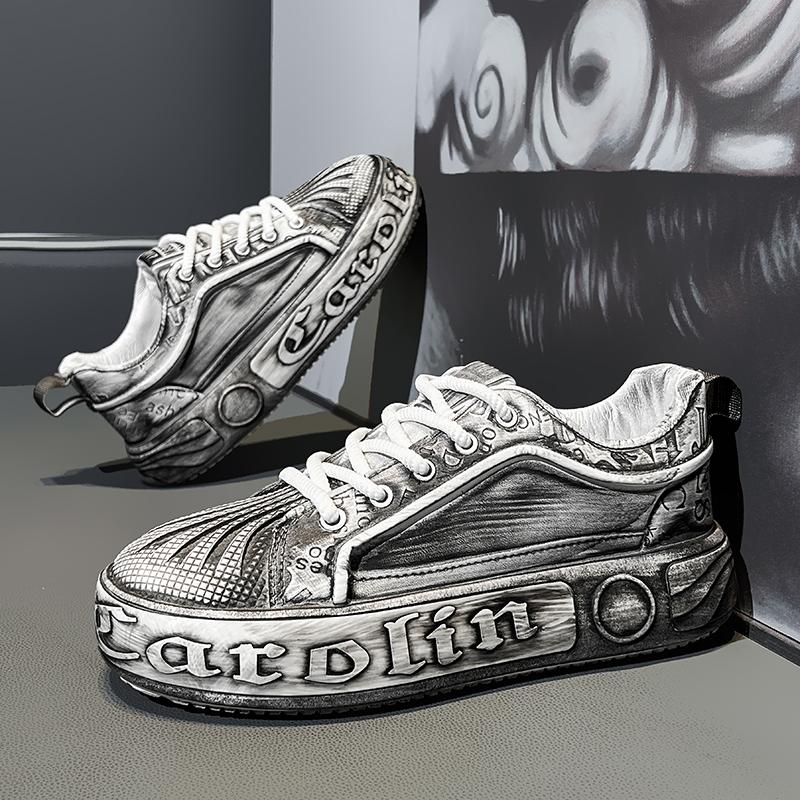 Fashion Handmade Mens Casual Shoes Thick Bottom Male Skateboard Footwear Street Style Vulcanize Shoes Stylish Tenis Masculino Sneakers