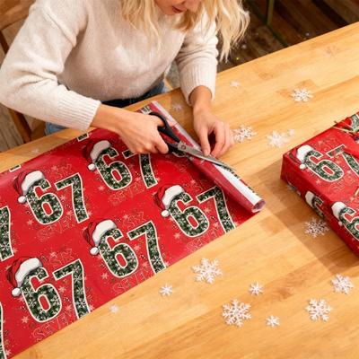 1 Rulo Noel 67 Noel Baba Hediye Paket Kağıdı Altı Yedi Meme Hediye Kutusu Paketleme Kağıdı Yırtılmaya Dayanıklı Hediye Paketleme Kağıdı Yaprağı