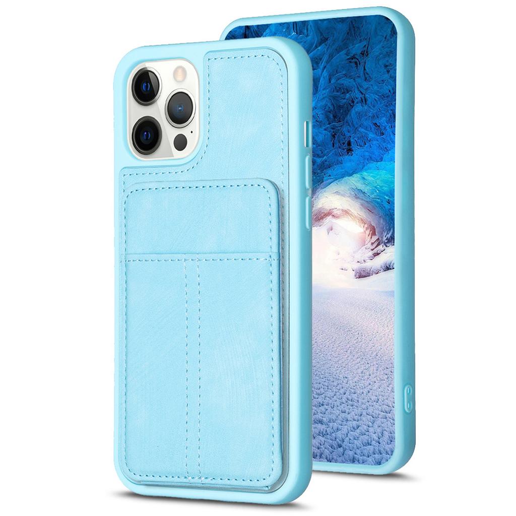 For iPhone 15 PU Leather+TPU Phone Case Matte Shockproof Cell Phone Cover with Card Slot