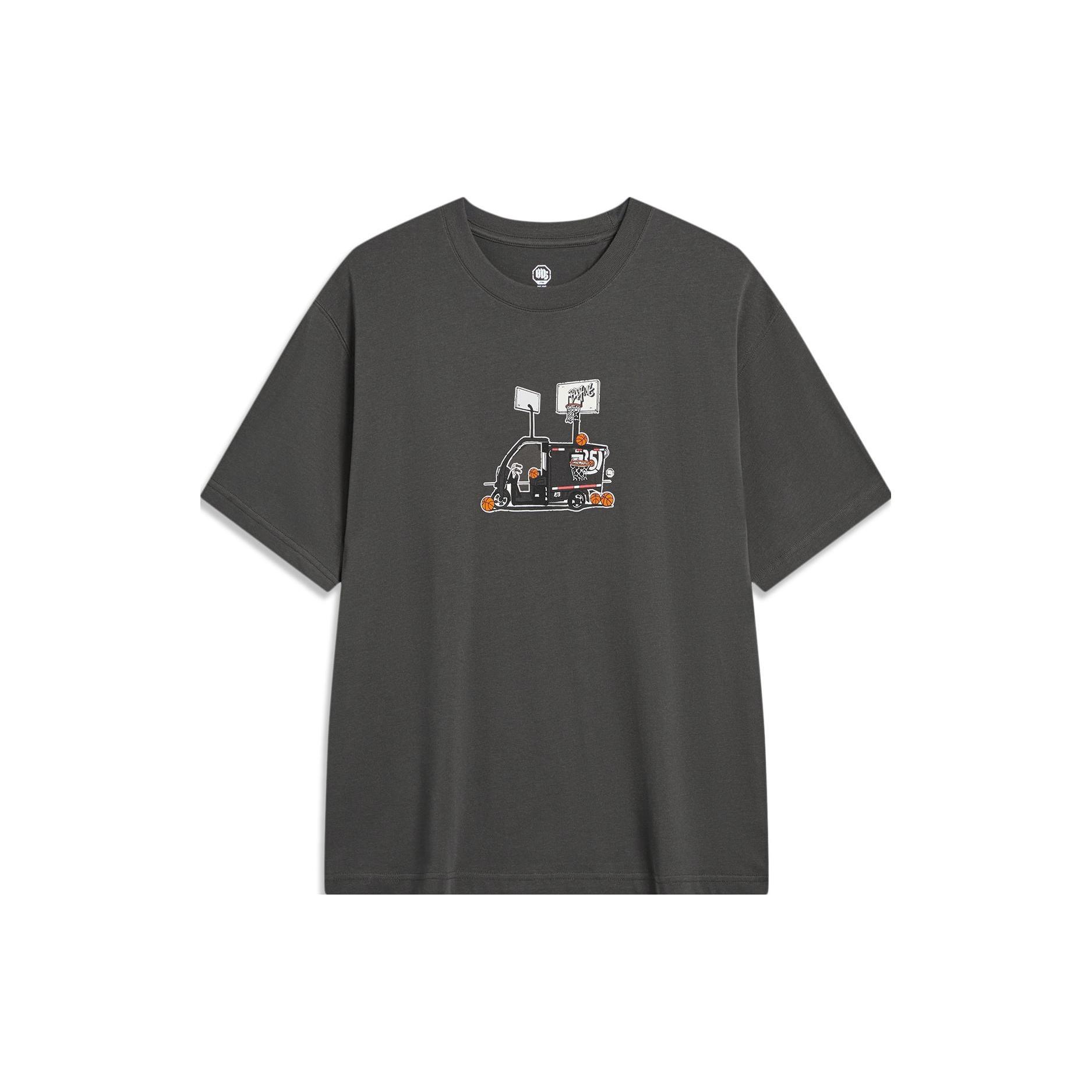 Li-Ning BadFive Dream With Hoops Graphic T-shirt Washed Black Men s AHST915-3 L