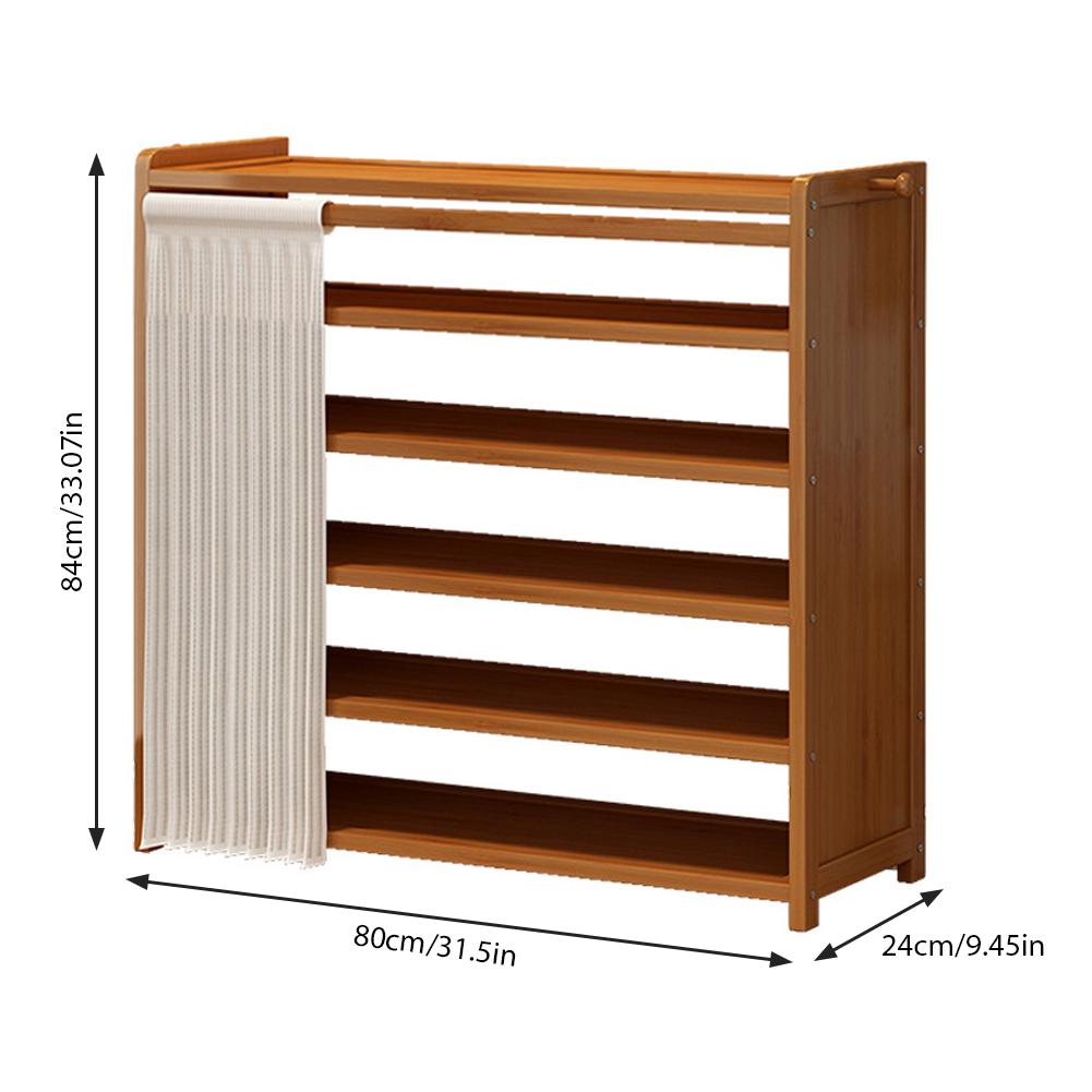 

6-ярусный органайзер для шкафа с белой марлевой занавеской, деревянный органайзер для обуви, пыленепроницаемые полки для прихожей, гостиной, коридора, дверного проема