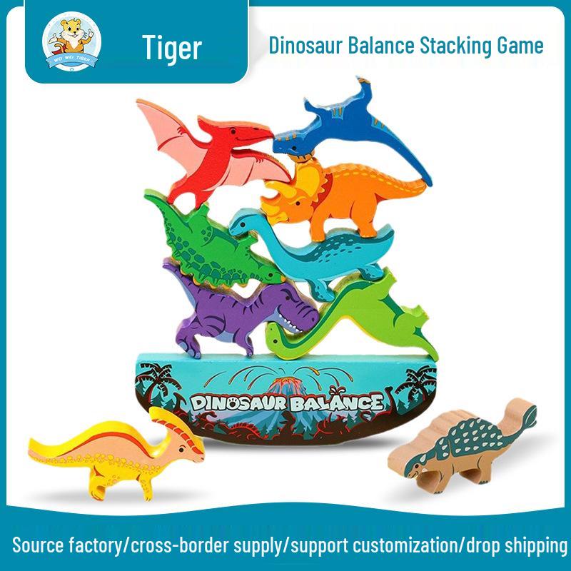 

Weiwei Tiger Dinosaur Stacking Balance Boat Educational Wooden Toy for Children