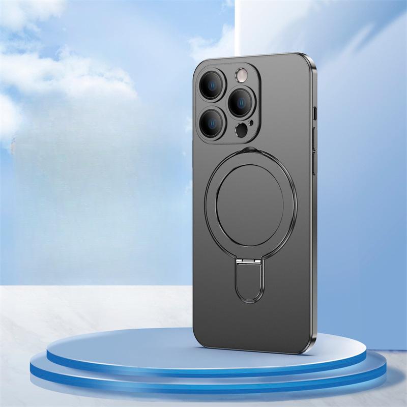 

Подходит для магнитной зарядной подставки для iPhone 16, матовый чехол для телефона, противоударный защитный чехол с полной защитой 14 для iPhone 15proMax iPhone15 чёрный