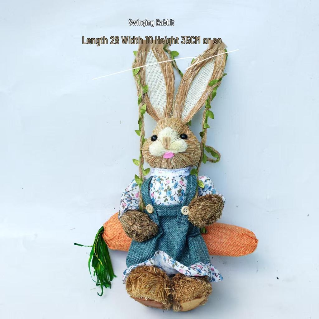 Handgefertigter Strohflecht-Kaninchenschmuck - Niedlicher Mori-Stil für Weihnachten & Ostern