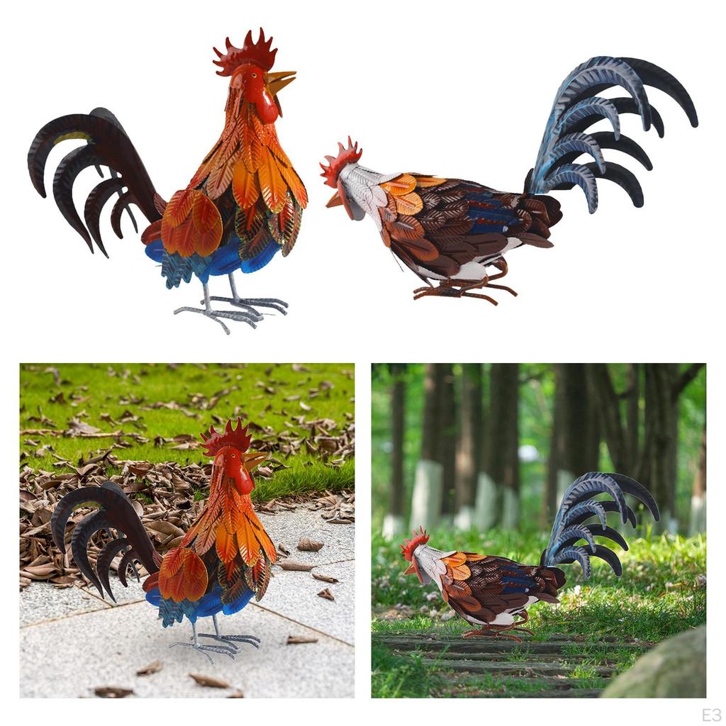 Garden Rooster Statue Animal Figurine Lawn Ornament Art Sculpture for Patio Farm Home