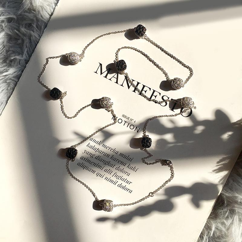 Fashion Beaded Necklaces Long Sweater Chain Necklace Faceted Colorful Candy Fruit Sugar Pendant Crystal Necklace Stainless Steel