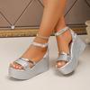 Fashion Platform Sandals New Summer Women's Sandals Wedges Round Toe High Heel Shoes for Women Open Toe Buckle Strap Outdoor Dress Shoes