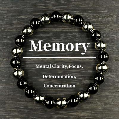 Natural Black Agates Beads Bracelet Women Men Hematite Natural Stone 8mm Smooth Round Beads Lucky Energy Yoga Meditation Jewelry Wholesale