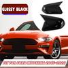 Glossy Black Horn Style Side Mirror Cover Caps Trims for Ford Mustang 2015-2022