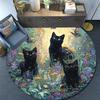 Black Cat Round Area Rug,Carpet Rug for Living Room Bedroom Sofa Playroom Decor,Non-slip Floor Mat