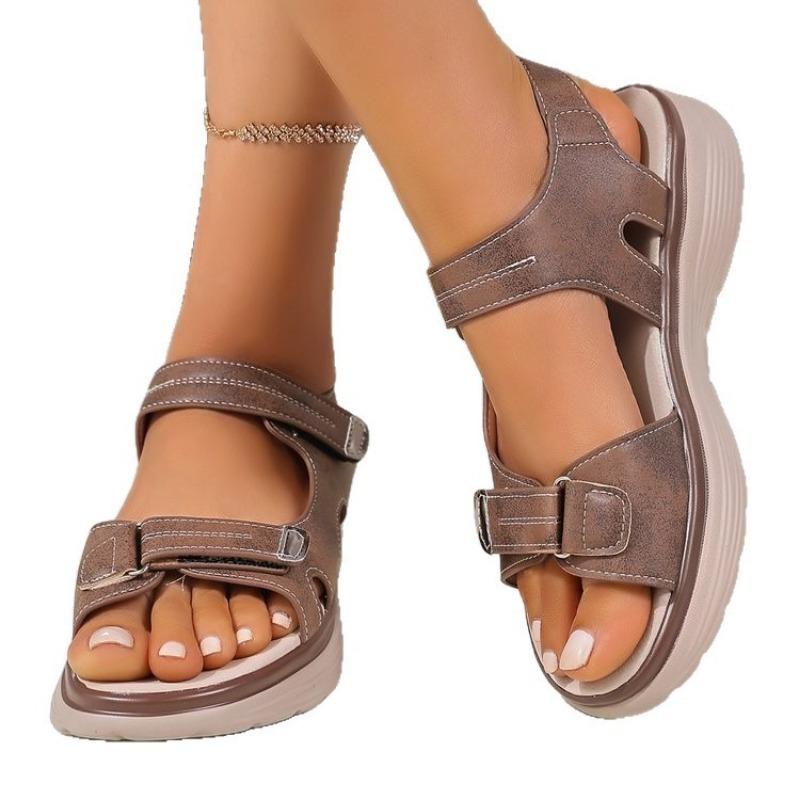 Large-sized Shoes Thick-soled Casual Sandals Velcro Sandals Women's Shoes
