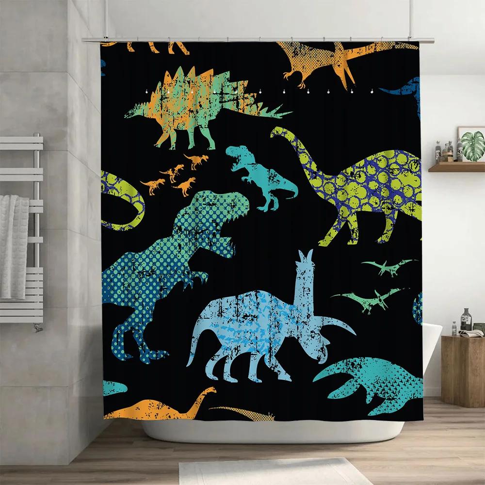 Modern Bathroom Decor Shower Curtain with Skiers Trees White Print Waterproof Fabric for Bathrooms Green Pine Tree Pattern Size
