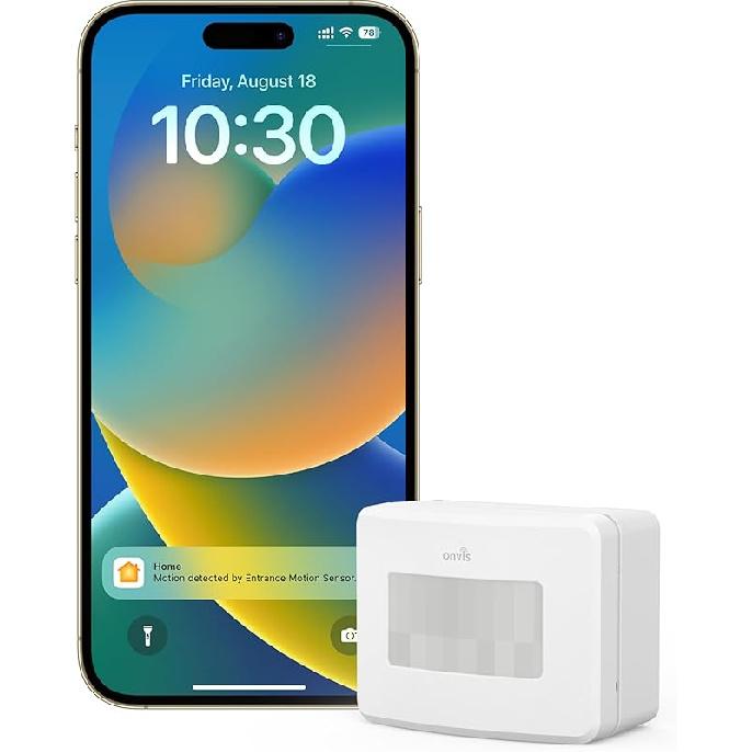 Onvis Smart Motion Sensor, Wireless Hygrometer, Thermometer, Works with Apple HomeKit, Smart Home Automation, PIR Motion Detector-Thread ((iOS 17.4
