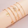 5 Pcs Gold Color Vintage Butterfly Anklet Set For Women Boho Multilayers Love Zircon Anklet Bracelet On Leg Foot Beach Jewelry