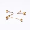 24K Gold-Plated Sterling Silver Round Bead Stud Earrings for Women