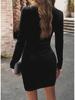 Kaikuo Σέξι Ευρωπαϊκό & Αμερικάνικο Γυναικείο Στενό Φόρεμα με Στρογγυλή Λαιμόκοψη - Φθινόπωρο/Χειμώνας 2023