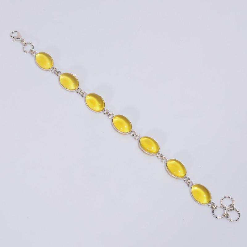 

Excellent Top Grade Qualite 100% Natural Citrine Oval Shape Ethnic Style Handmade Jewelry 925 Steling Silver Plated Bracelet 6-8 WSJ-5188 6-8