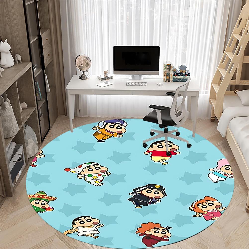 Crayon Shin-chan Characters Office Round Area Rug, Under Office Chairs Bedroom Living Room Home Decor, A1022405