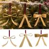 Decorative Bows for Garlands Gold Bow Christmas Ornaments Vintage Metal Hanging Decoration with Velvet Matte Ornaments Ribbon Xmas Tree Garland