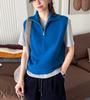 Slack retro half zipper sleeveless knitted vest chic stacked foreign style age-reducing top casual vest