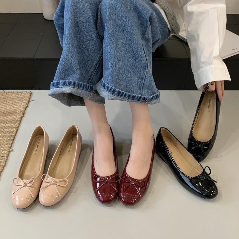 Inner Height Increase Silver Small Single Shoes Women's Shoes Spring and Autumn 2025 Summer French Bow Red Ballet Evening Shoes