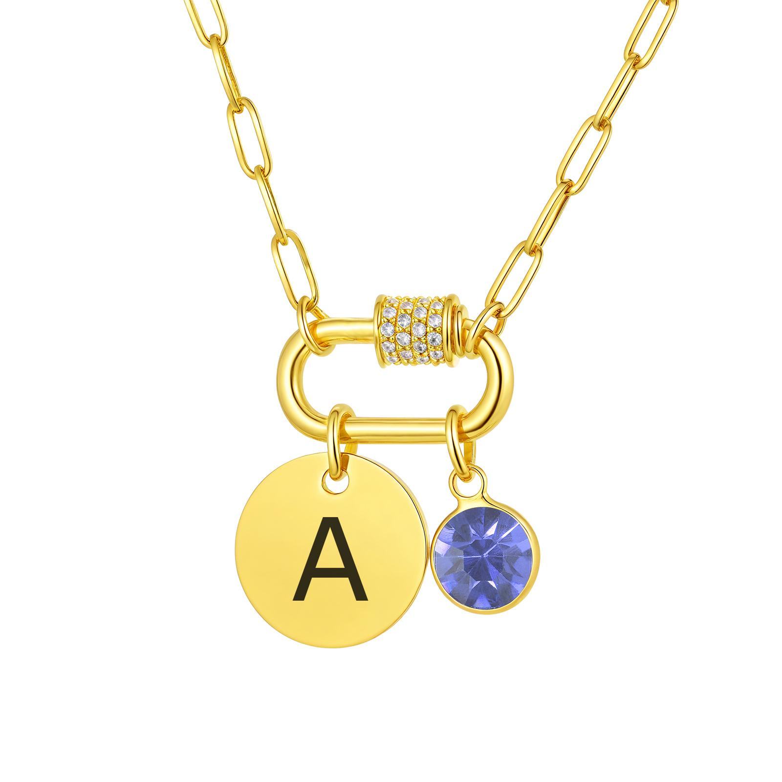 

Vnox Stainless Steel Women Necklace Free Engraving Round Brand Twelve Birthstones Pendent Necklace Birthday Mother s Day Gift no card