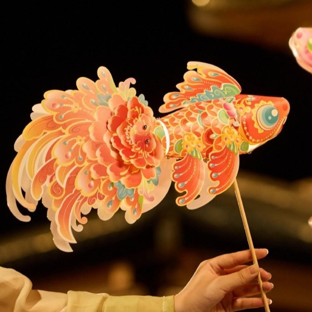 Handmade Handheld Fish Lantern Glowing DIY Lantern Material Kit  Mid-Autumn Festival