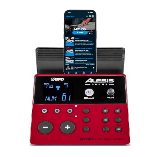 Alesis Nitro Pro XL Elektroniczny Zestaw Perkusyjny z Cichymi Padami Siateczkowymi Dwu-Strefowymi, Ponad 500 Autentycznych Brzmień BFD, Bluetooth, Drumeo i USB MIDI