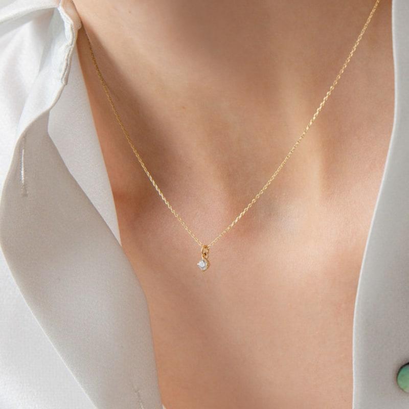 LUNNE 14k Signity Drop One-Touch Earrings (14k Gold) #E05