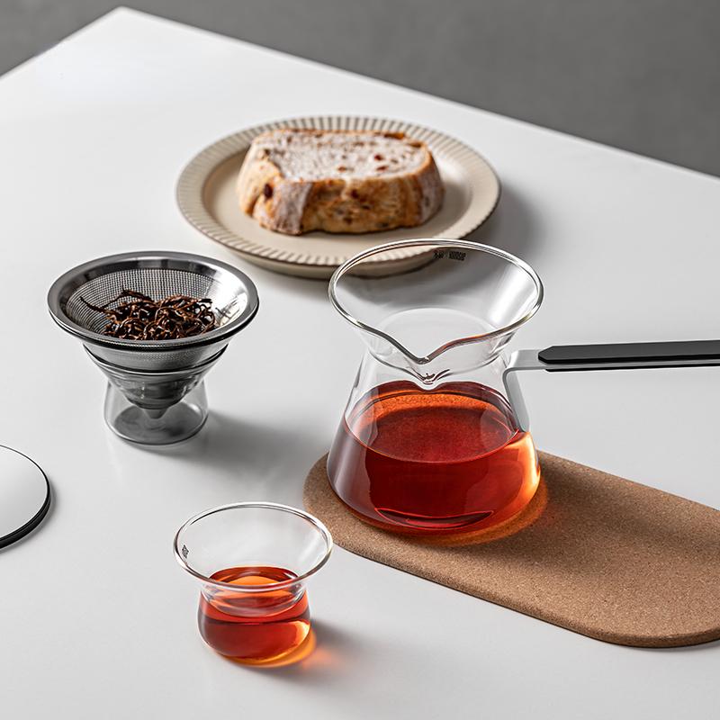 Elegant Cup Glass Teapot Magnetic Suction Tea Water Separation Home Office One-Click Filtering High-End Tea Set