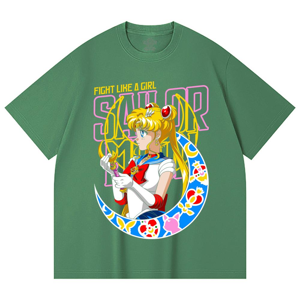 230 g/m² 100 % Baumwolle Sailor Moon V8 Minako Druck Unisex Schweres Baumwoll-T-Shirt