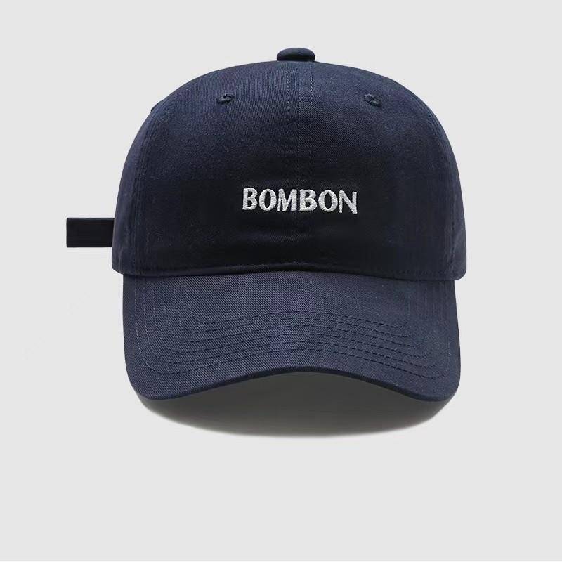 

Letter Bombon Embroidered Baseball Cap Men Women Spring Casual Adjustable Hat темно-синий