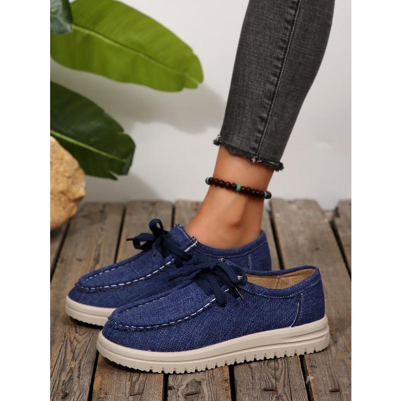 Lace-up Sneakers Women's Fall 2025 New Plus-size Platform Comfortable Canvas Shoes
