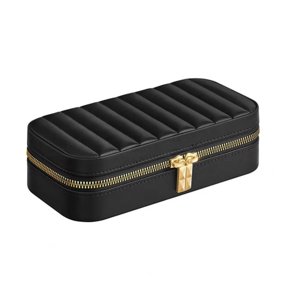 

Дорожный кейс для украшений с ПУ-поверхностью, зеркало, коробка для демонстрации подвесок, контейнер для хранения серег, браслет чёрный