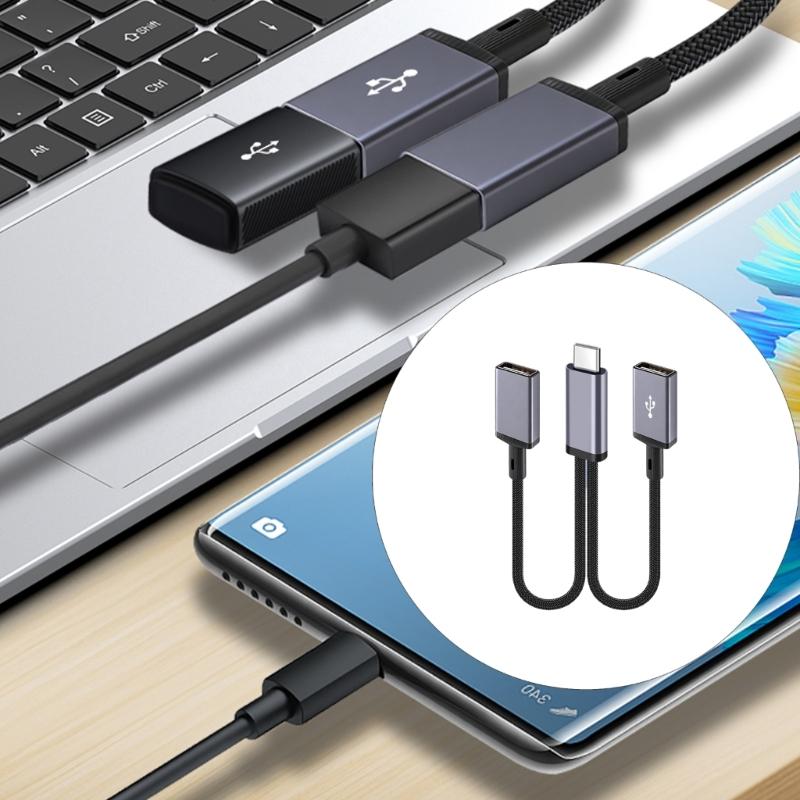 20cm Type C Splitter Cable USB Type C Double Port 66W Fast Charging Cord Wire for Laptop Tablet Mobile Power