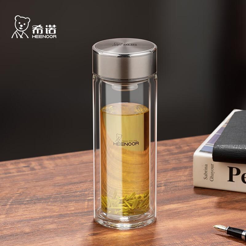 HEENOOR Double-Layer Glass Tea Infuser Bottle