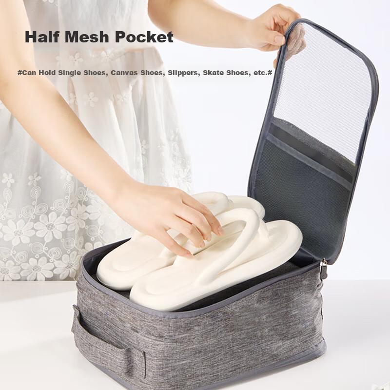 Etravel Travel Shoe Storage Bag Hanging Shoe Organizer for Luggage Multi-Pair Travel Home Shoe Bag Gray