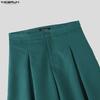 INCERUN Two Pieces Men V Neck Thin Sleeveless Vest and Pleated Shorts Clothing Sets