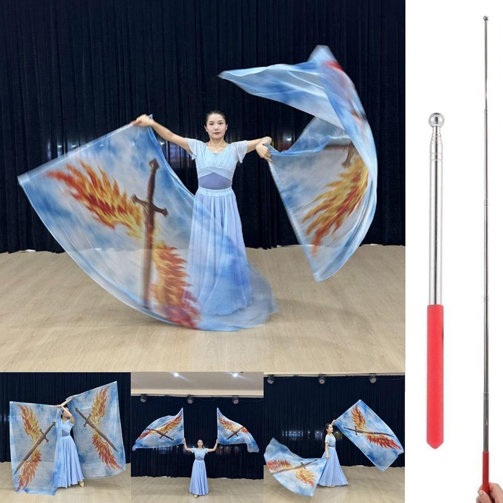 Con Bastoni Telescopici Bandiere Rettangolari Multicolore Accessori per Danza Performance di Danza