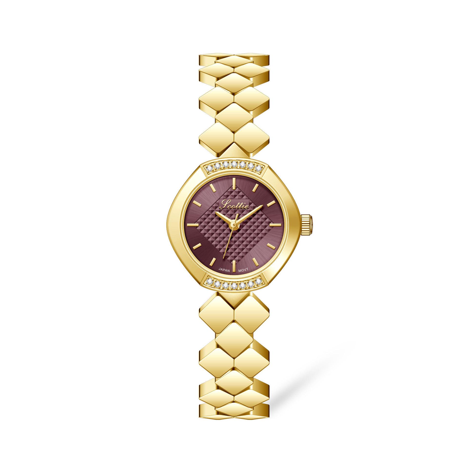 9831 Up and Down Diamond Fashion Steel Belt Women s Watch Rhombus