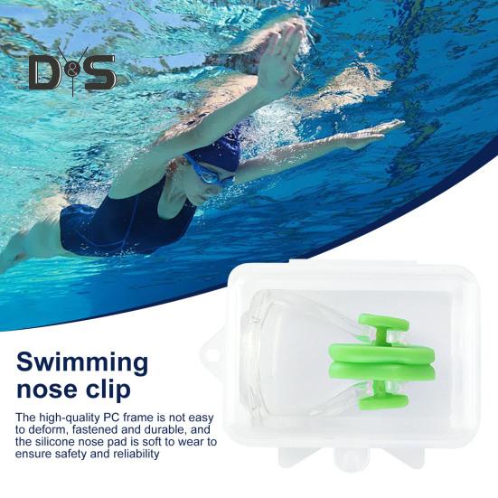 Svømming neseklemme Myk silikon neseklemmer hindrer vanninntrenging Vannsport neseklemme med oppbevaringsboks for dykking Svømming