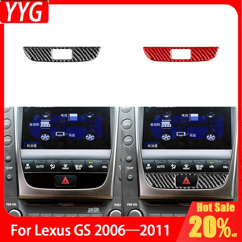 Carbon Fiber Warning Light Emergency Lamp Panel Car Accessories Interior Cover Trim Sticker ModificationFor Lexus GS 2006—2011