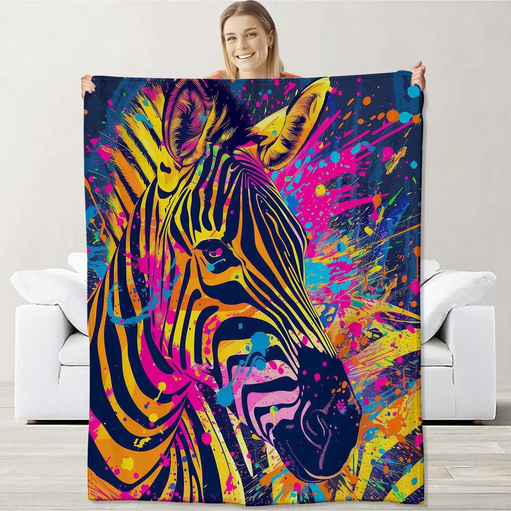 Close-up of Colorful Animals Digital-printed Polyester Bedroom Velvet Flannel Soft Sofa Cover Blanket Fleece Sofa Cover Blankets