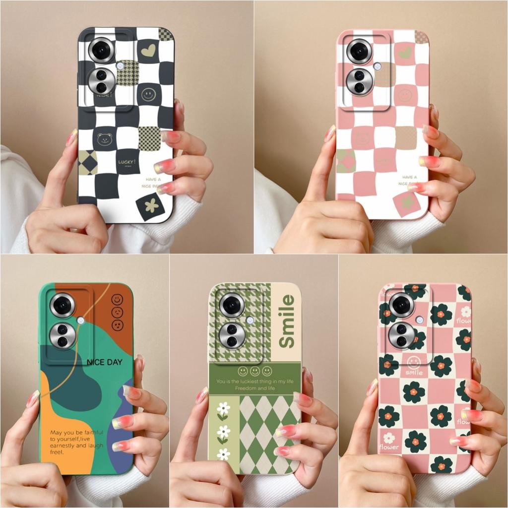 Für OPPO A59 A2M A1i Realme 12x Telefonhüllen Matt Flüssiges Weiches Silikon Mode Karomuster Stoßfest Hochwertige Beliebte Rückseitenabdeckung Schale für OPPO