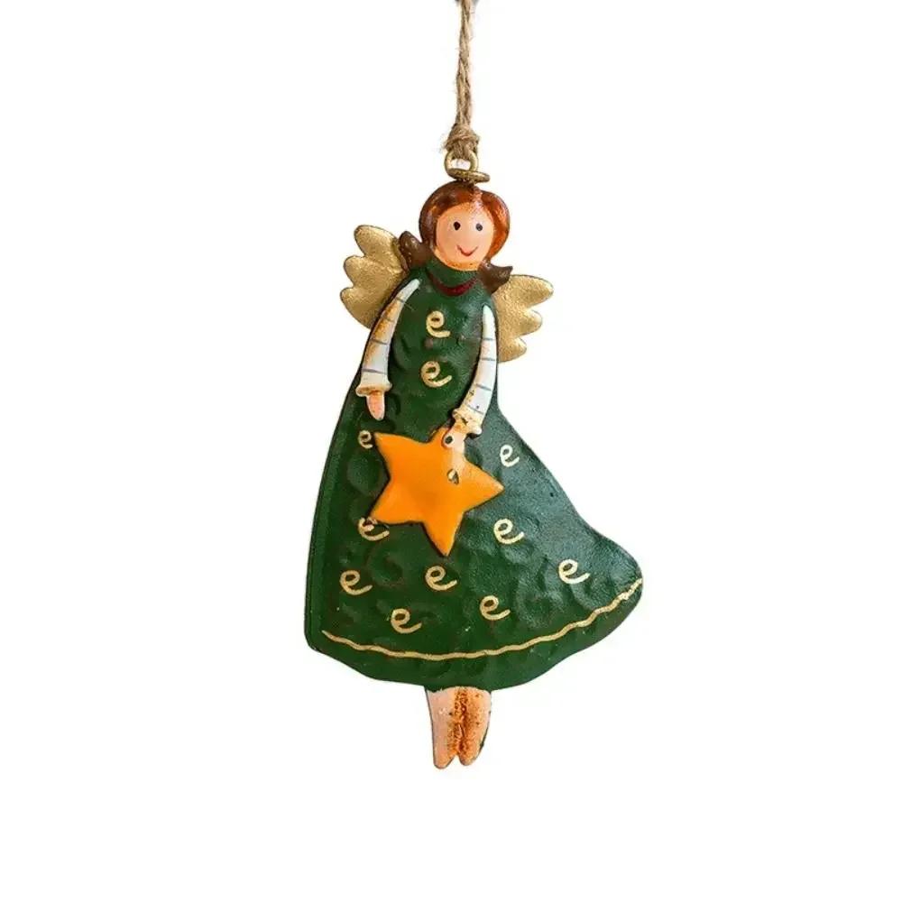 Cartoon Angel Girl Christmas Decorations Multicolor Wrought Iron Drop Ornaments Festival Accessories Handicraft