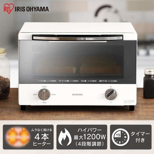 Iris Ohyama Steam Toaster Oven Toaster 4 Pieces Temperature Adjustment Tray with Timer Function Horizontal White SOT-012-W Off-White