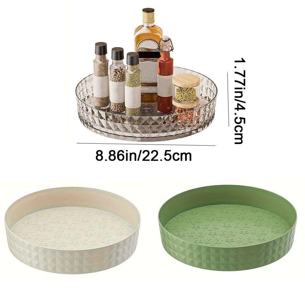 Plastic 360° Rotating Kitchen Spice Rack Non-Slip Fruit Plate Tray Cabinet Organizer  Desktop
